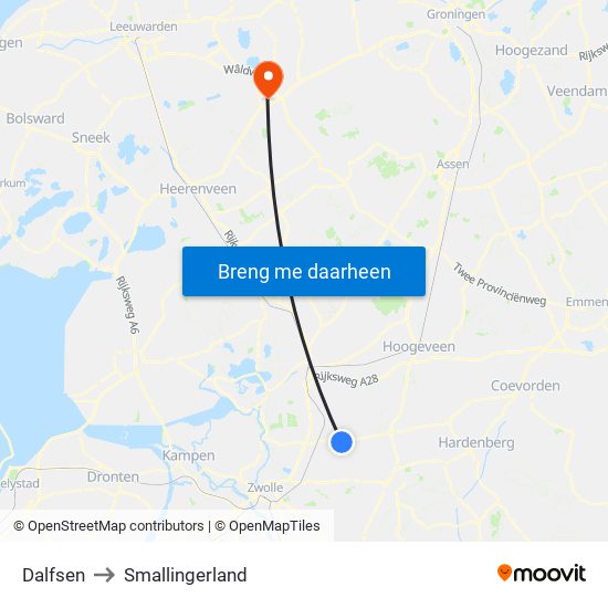 Dalfsen to Smallingerland map