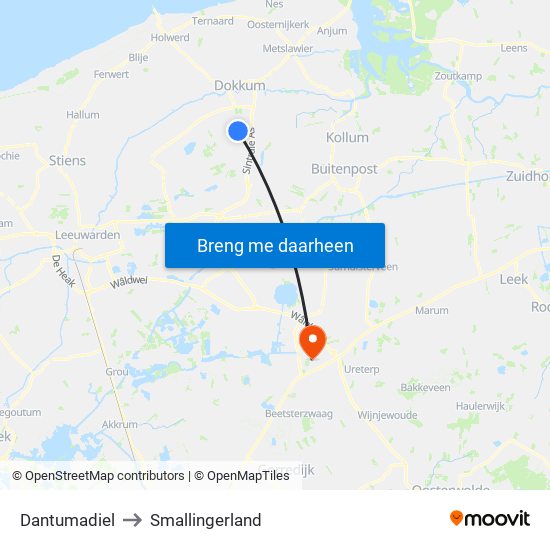 Dantumadiel to Smallingerland map