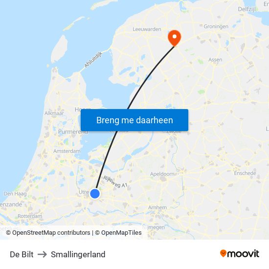 De Bilt to Smallingerland map