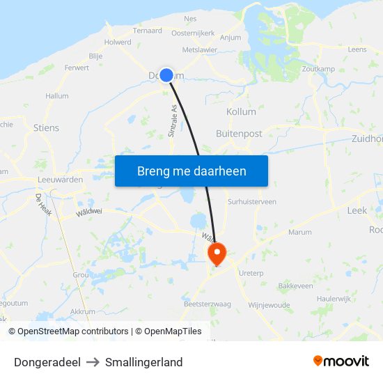 Dongeradeel to Smallingerland map