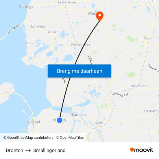 Dronten to Smallingerland map