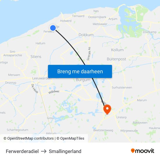 Ferwerderadiel to Smallingerland map