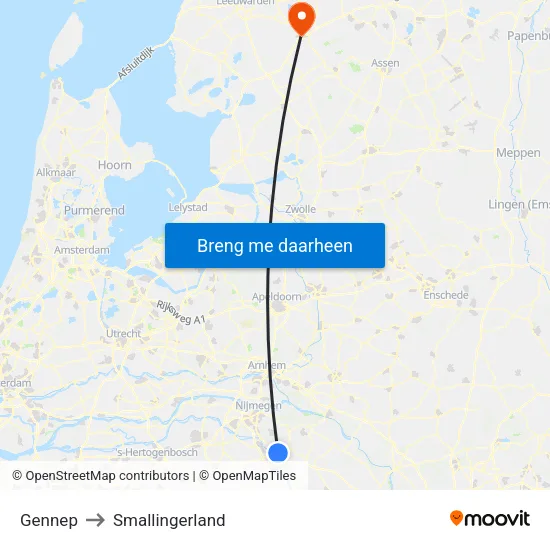 Gennep to Smallingerland map