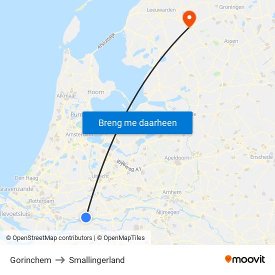Gorinchem to Smallingerland map