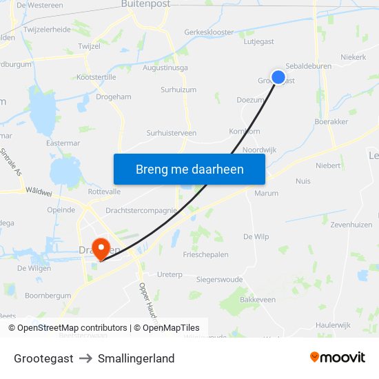 Grootegast to Smallingerland map