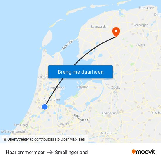 Haarlemmermeer to Smallingerland map