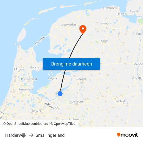Harderwijk to Smallingerland map