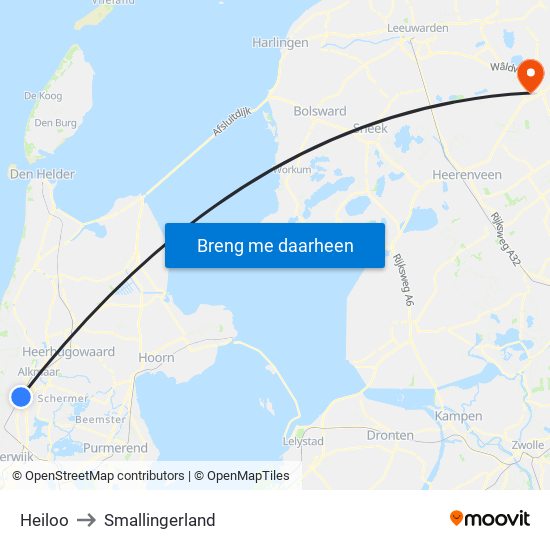 Heiloo to Smallingerland map