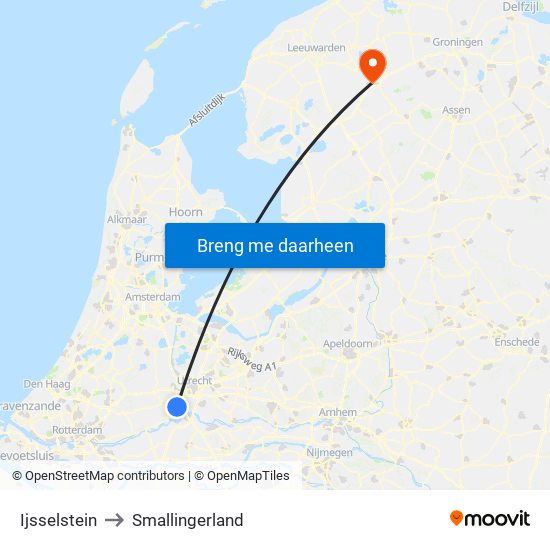 Ijsselstein to Smallingerland map