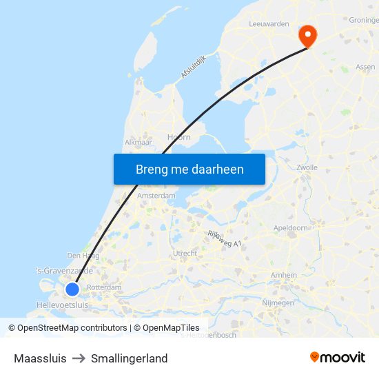 Maassluis to Smallingerland map