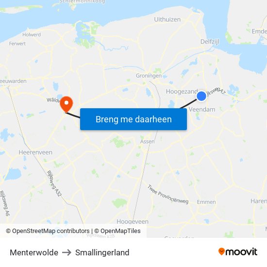 Menterwolde to Smallingerland map