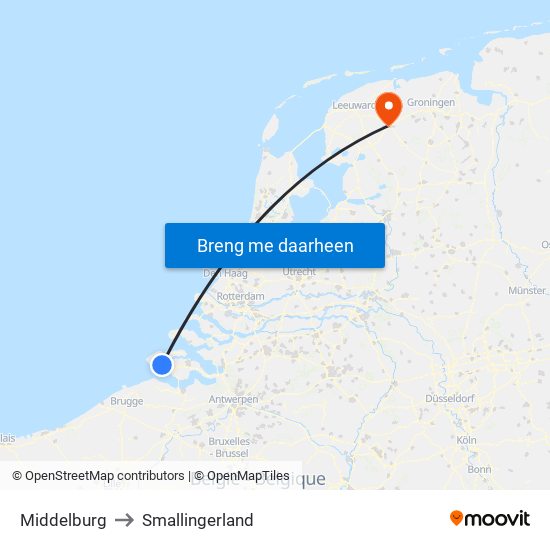 Middelburg to Smallingerland map