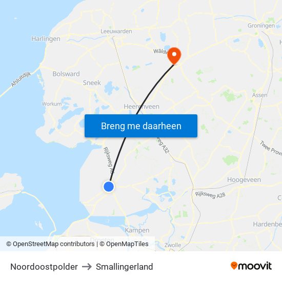 Noordoostpolder to Smallingerland map