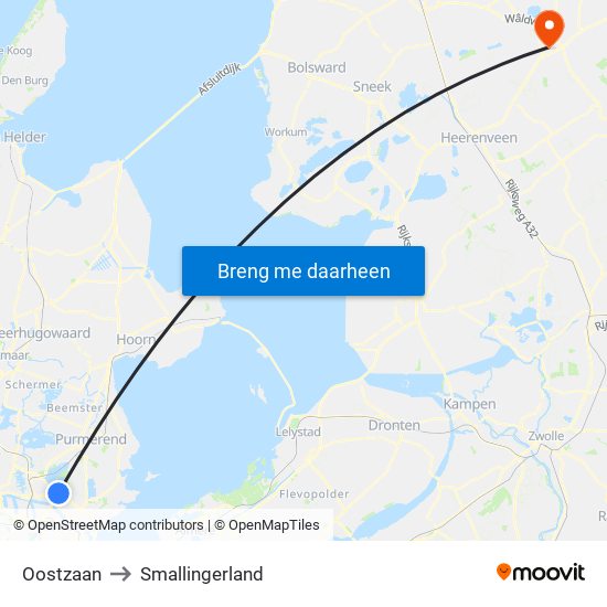 Oostzaan to Smallingerland map