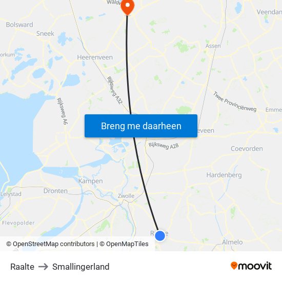 Raalte to Smallingerland map