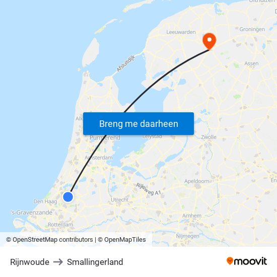 Rijnwoude to Smallingerland map