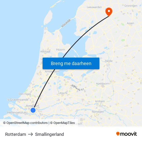 Rotterdam to Smallingerland map