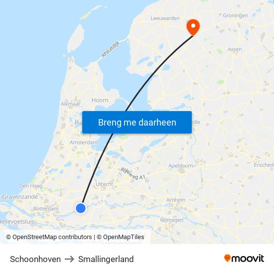 Schoonhoven to Smallingerland map