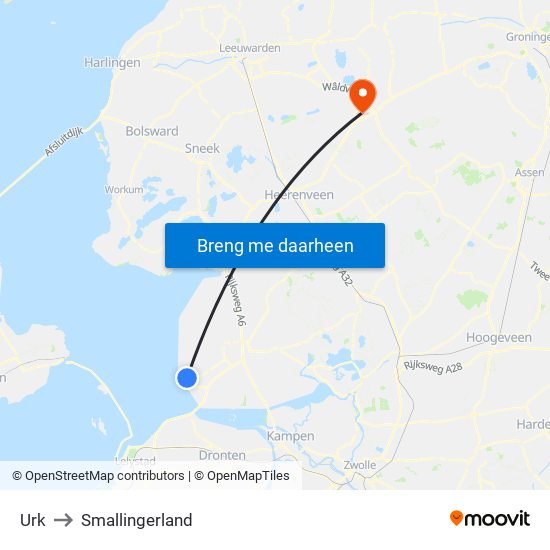 Urk to Smallingerland map