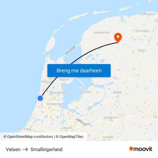 Velsen to Smallingerland map