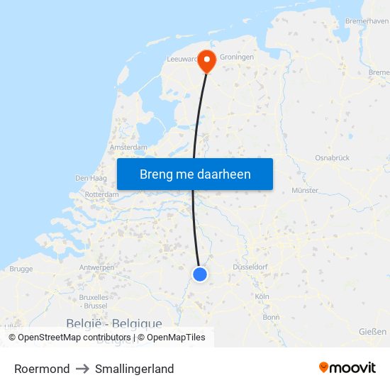 Roermond to Smallingerland map