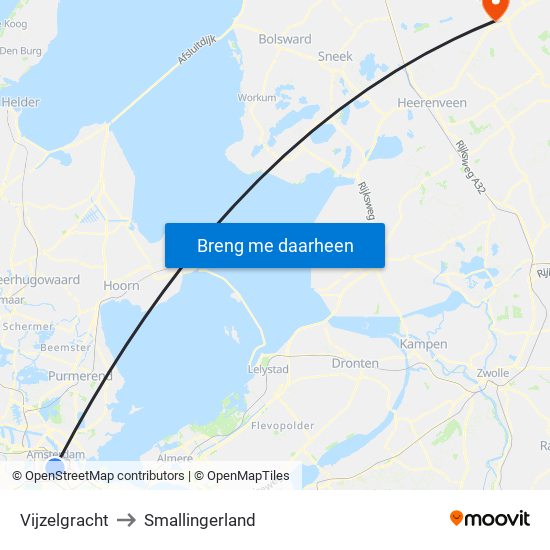 Vijzelgracht to Smallingerland map