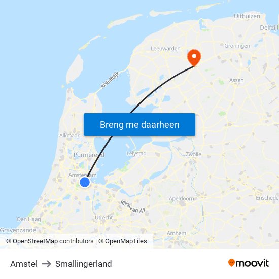 Amstel to Smallingerland map