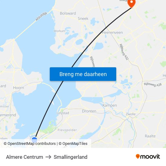 Almere Centrum to Smallingerland map