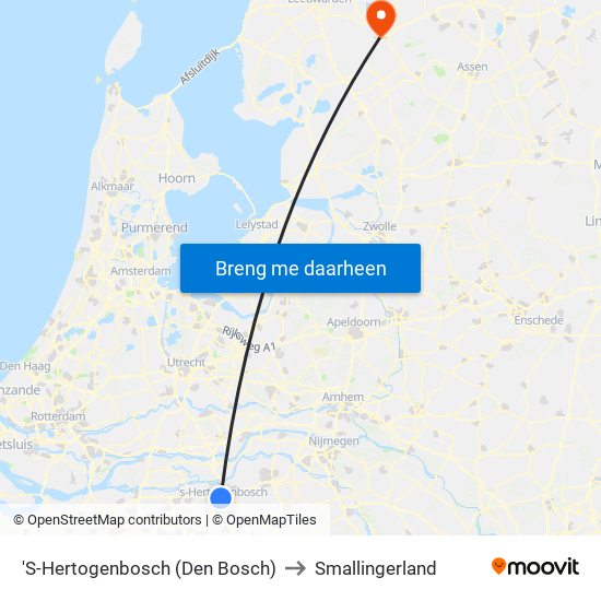 'S-Hertogenbosch (Den Bosch) to Smallingerland map
