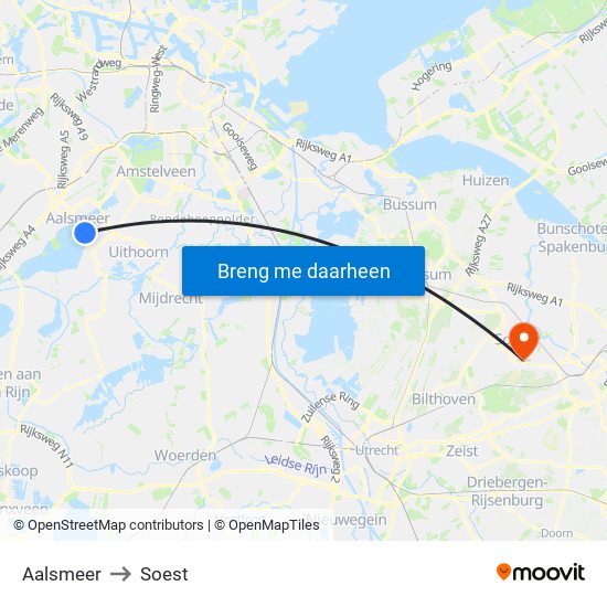 Aalsmeer to Soest map
