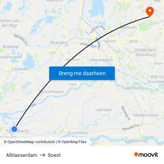 Alblasserdam to Soest map