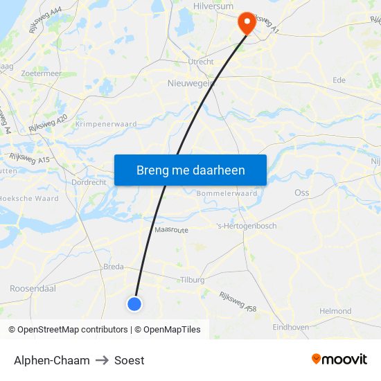 Alphen-Chaam to Soest map