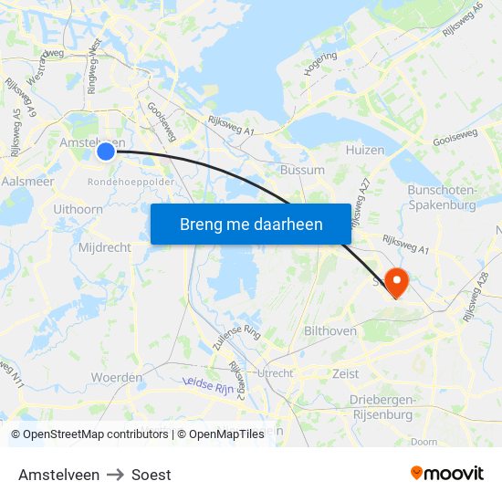 Amstelveen to Soest map