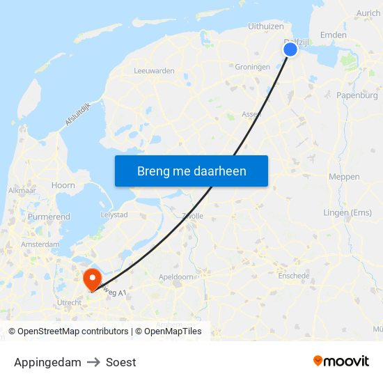 Appingedam to Soest map