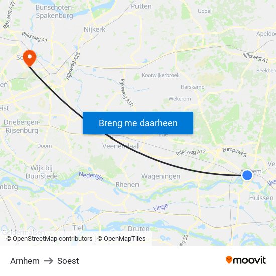 Arnhem to Soest map