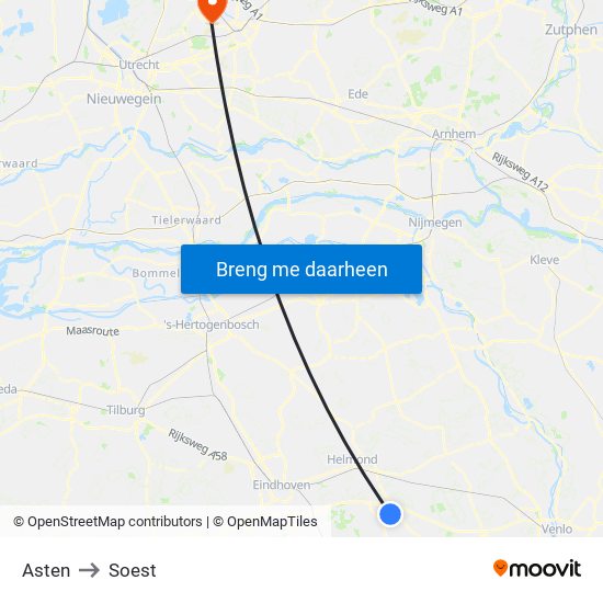 Asten to Soest map