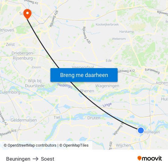 Beuningen to Soest map