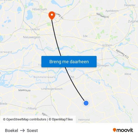 Boekel to Soest map