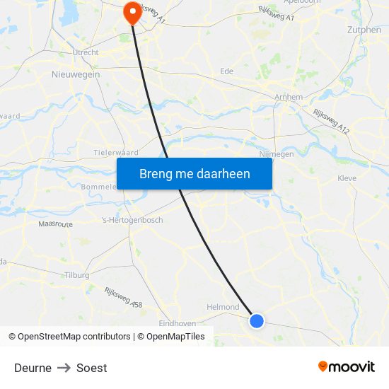 Deurne to Soest map