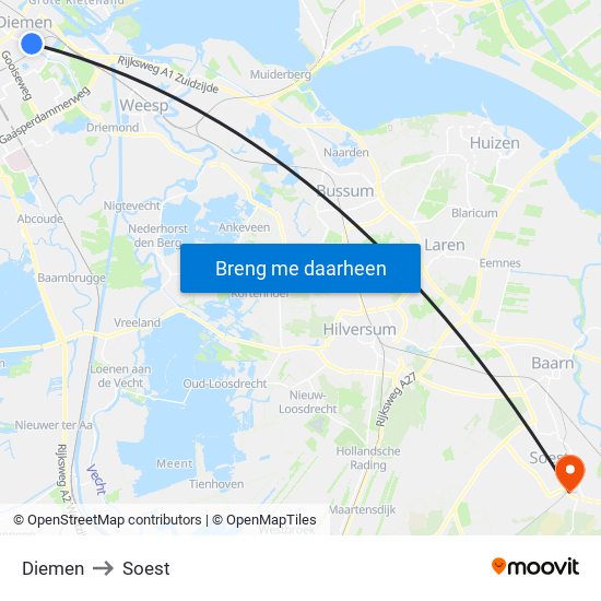 Diemen to Soest map