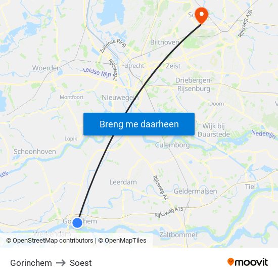 Gorinchem to Soest map