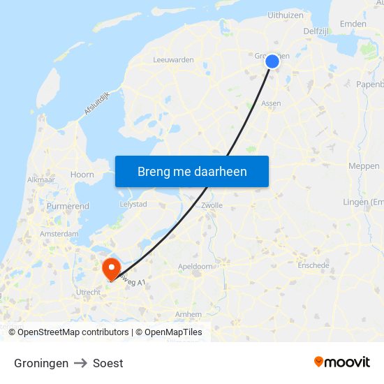 Groningen to Soest map