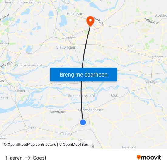 Haaren to Soest map