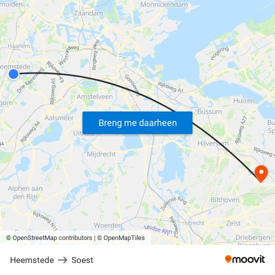 Heemstede to Soest map