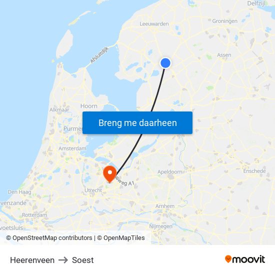 Heerenveen to Soest map