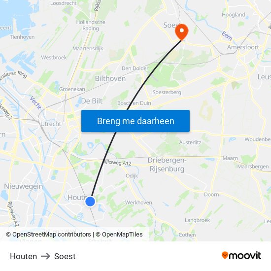 Houten to Soest map