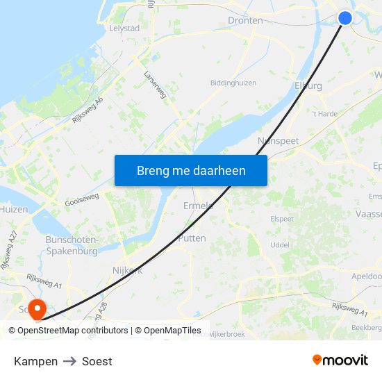 Kampen to Soest map