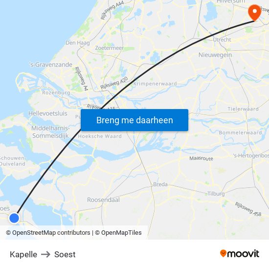 Kapelle to Soest map