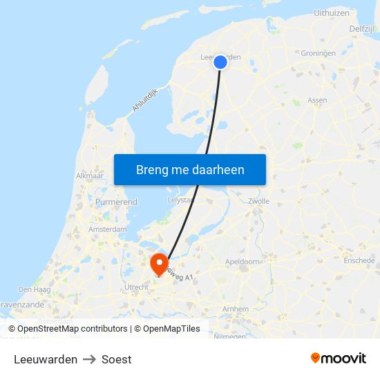 Leeuwarden to Soest map