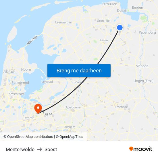 Menterwolde to Soest map